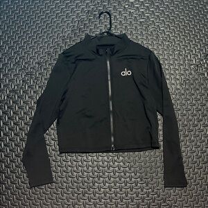 Alo Yoga Black Zip Up Jacket Womens 2XL Cropped Athletic